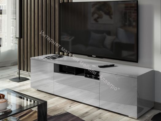 Тумба ТВ Исп.4 ПМ-311.12 (Светло-серый глянец)