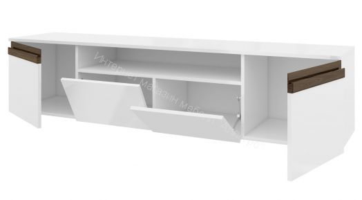 Тумба ТВ Исп.3 ПМ-311.13 (Белый глянец/Кедр чёрный)