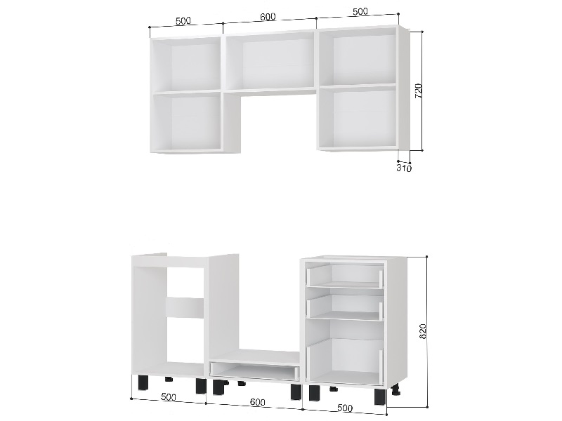 Кухонный гарнитур "Сканди" 1,6 / 2,0 м, без столешницы