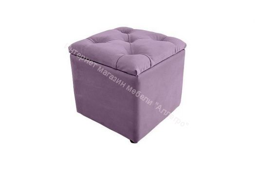 Пуф с каретной стяжкой, велюр фиолетовый
