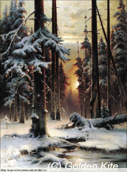 Набор для вышивания "1683 Winter Sunset in the Fir Forest (small)"