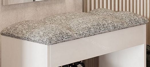 Обувница Лина, белый/рогожка серая