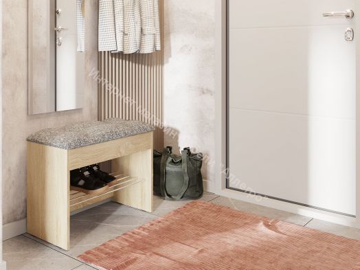 Обувница Лина, дуб сонома/рогожка серая