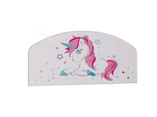 Кровать Звездочка, белый/рисунок единорог/бирюзовый со стразами