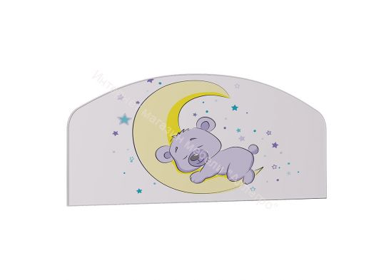 Кровать Звездочка, белый/рисунок медвежонок/бирюзовый со стразами