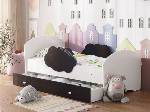 Кровать Тучка с бортиками, 800*1600, белый/венге