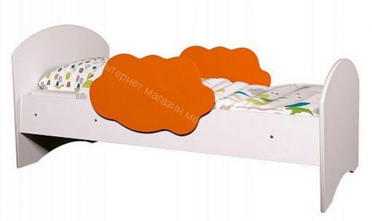 Кровать Тучка с бортиками, 800*1600, белый/оранжевый