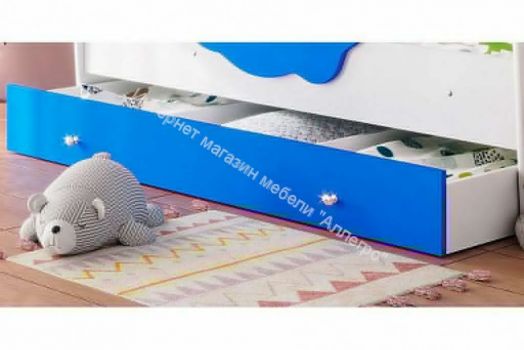 Ящик для кровати Тучка, белый/синий