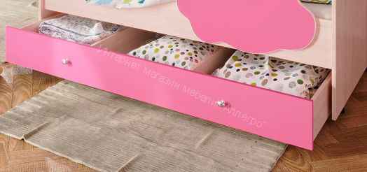 Ящик для кровати Соник, млечный дуб/розовый