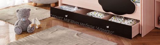 Ящик для кровати Соник, млечный дуб/венге