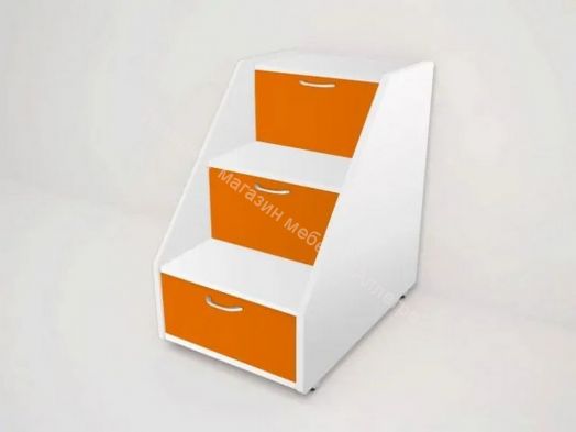 Кровать выкатная "Радуга" (Матрешка) 80х160 без ящика Белый, Оранжевый