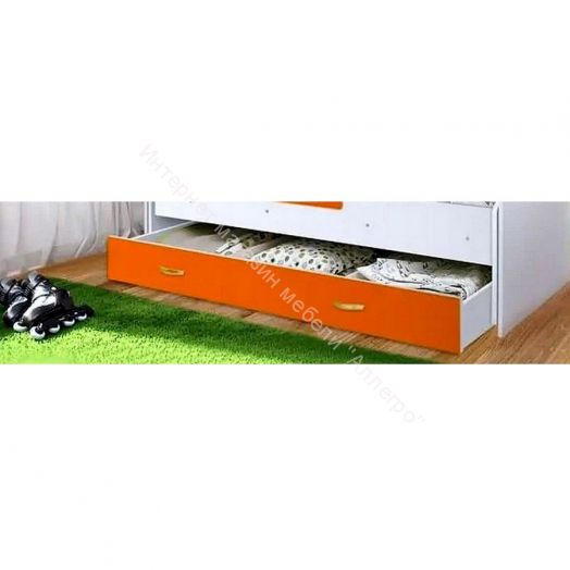 Ящик для кровати "Радуга" (Матрешка), белый/оранжевый