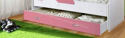 Ящик для кровати "Радуга" (Матрешка), белый/розовый