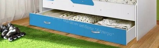 Кровать 2-х ярусная выкатная "Радуга" (Матрешка) 80х160 без ящика Белый, Синий
