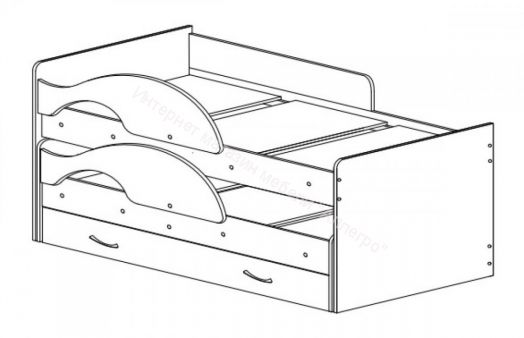 Детская выкатная двухъярусная кровать «Соник» без ящика, без бортиков 80х190 на щитах