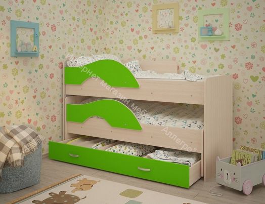 Ящик для кровати "Радуга" (Матрешка) 190 млечный дуб/лайм