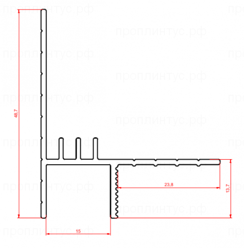 Плинтус теневой для потолка Декопрофиль алюминиевый анодированный, чёрный