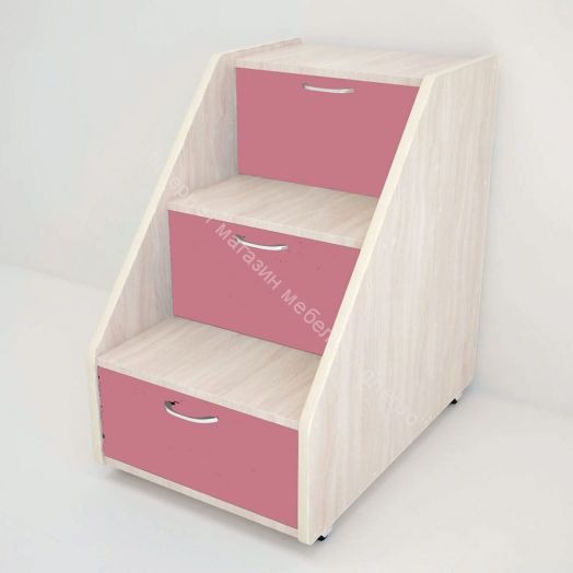 Лестница для кроватей "Радуга" (Матрешка), "Соник" млечный дуб/розовый