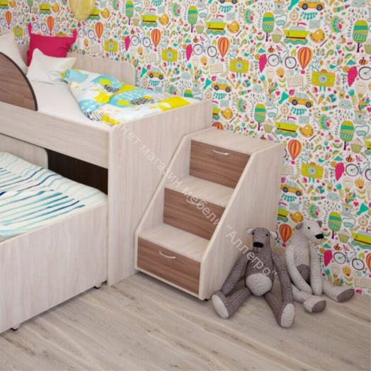 Лестница для кроватей "Радуга" (Матрешка), "Соник" ясень шимо светлый/тёмный