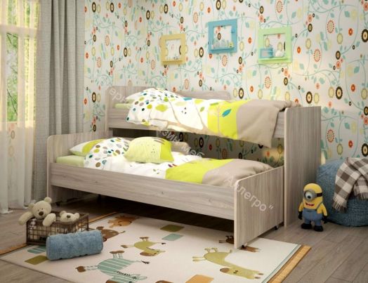 Детская выкатная двухъярусная кровать «Соник» без ящика, без бортиков 80х190 на щитах