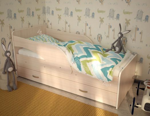 Кровать "Максимка" на щитах млечный дуб, млечный дуб