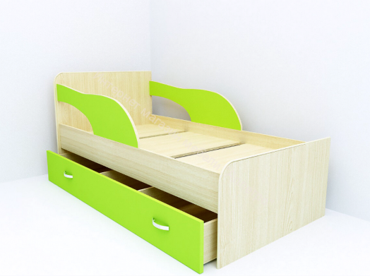 Кровать "Максимка" на щитах млечный дуб, синий