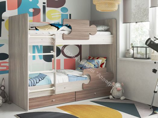 Кровать двухъярусная  "Тетрис" 1900*800 КОРПУС на латах (без бортиков, без ящиков) ясень шимо светлый