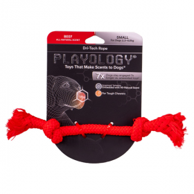 Игрушка для собак мелких пород Playology DRI-TECH ROPE красный жевательный канат с ароматом говядины