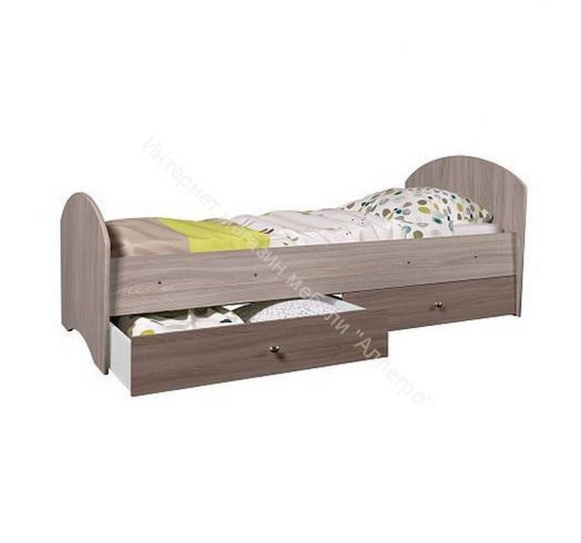 Кровать Мозаика 800*1900 на щитах (без ящиков, без бортиков), ясень шимо светлый