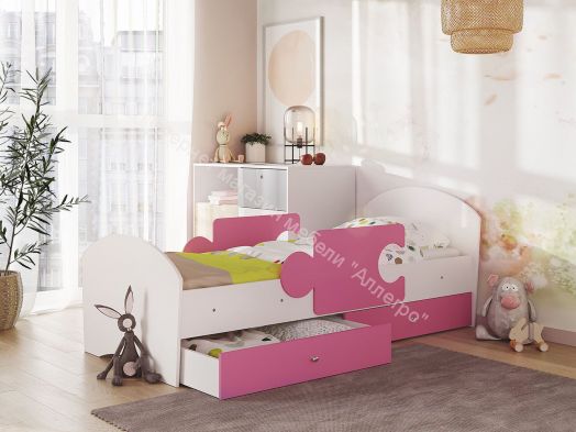 Ящики для кроватей "Мозаика", "Тетрис", "Мая", "Умка", "Сафари" (2 шт. в комплекте), Белый/Розовый