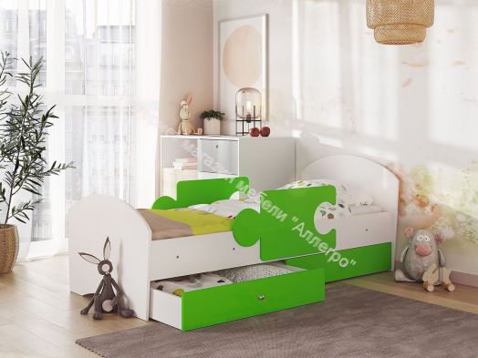 Ящики для кроватей "Мозаика", "Тетрис", "Мая", "Умка", "Сафари" (2 шт. в комплекте), Белый/Лайм