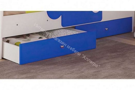 Ящики для кроватей "Мозаика", "Тетрис", "Мая", "Умка", "Сафари" (2 шт. в комплекте), Белый/Синий