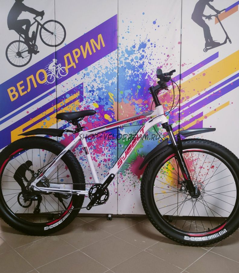 Велосипед 29/27,5  3.0 полуфэт бело-красный на широких колёсах