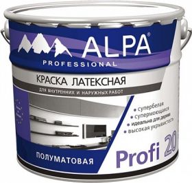 Краска Латексная Alpa Profi 20 10л Супербелая, Супермоющаяся