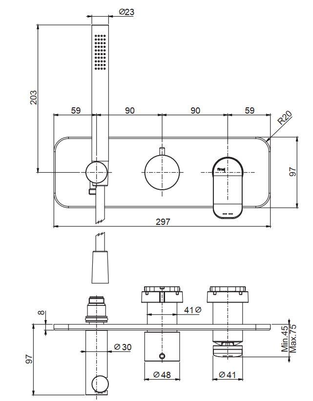 Fima carlo frattini смеситель для душа Flo F3819WX2 схема 2