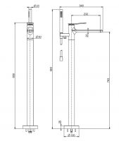 Fima carlo frattini смеситель для ванны Flo F3804/6N с длиной излива 23 см схема 2