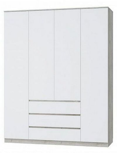 Шкаф четырехдверный Лори, 1802 мм, дуб серый/белый