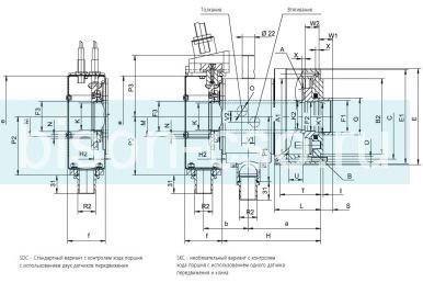 Гидравлический цилиндр 1305-130-52-SKC со сквозным отверстием