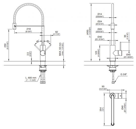 Смеситель для кухонной мойки Cea Design MIL 204 схема 2