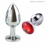 SILVER PLUG LARGE (втулка анальная)  металл L 95 мм, D 41 мм цвет кристалла красный