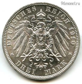 Германия Пруссия 3 марки 1910 A