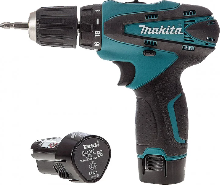 Аккумуляторный шуруповёрт с насадками набор Makita DF330DWE 12V