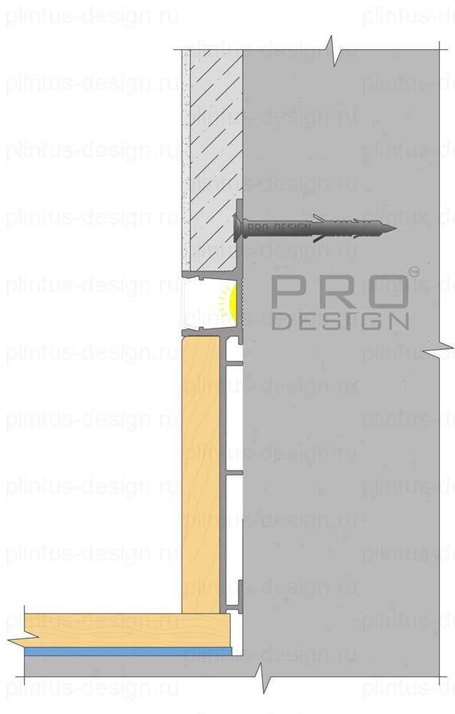 Скрытый плинтус Pro Design Combo 603 Анодированный