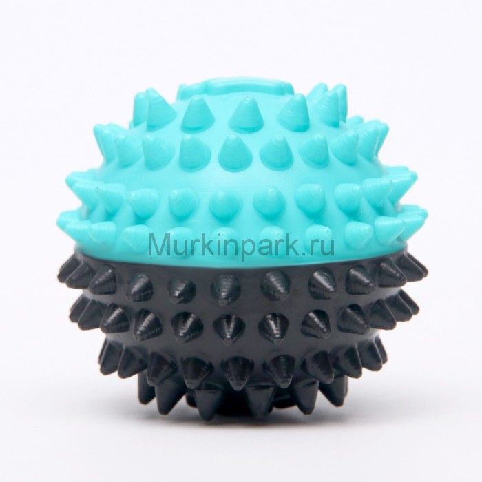 Игрушка для собак "Мяч с шипами" TPR, 6 см, бирюзовая/чёрная
