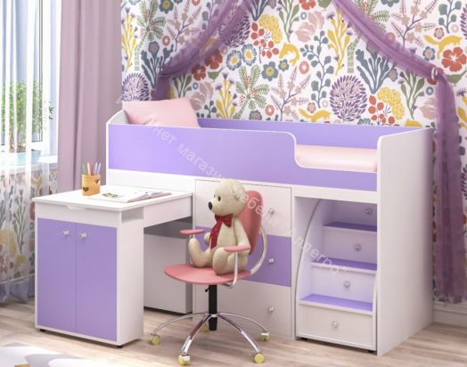 Кровать Малыш 70*160 МАЛЫЙ, Белое дерево/Ирис