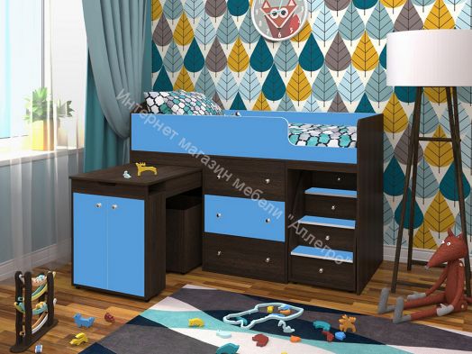 Кровать Малыш 70*160 МАЛЫЙ, Венге/Голубой