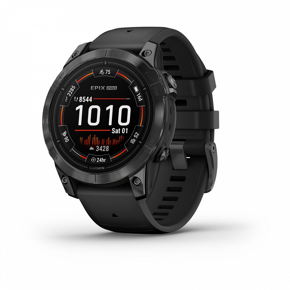 Умные часы Garmin Epix Pro (Gen 2) Standard Edition 47 мм, серый, черный ремешок