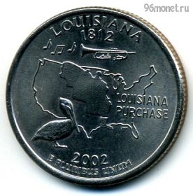 США 25 центов 2002 D Луизиана