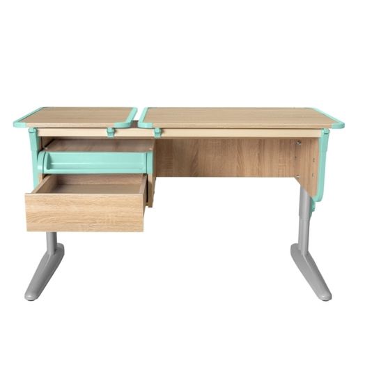 ДСУТ42-1-2-1 Растущая парта-трансформер одноместная с тумбой (ЛДСП дуб, опора серый)