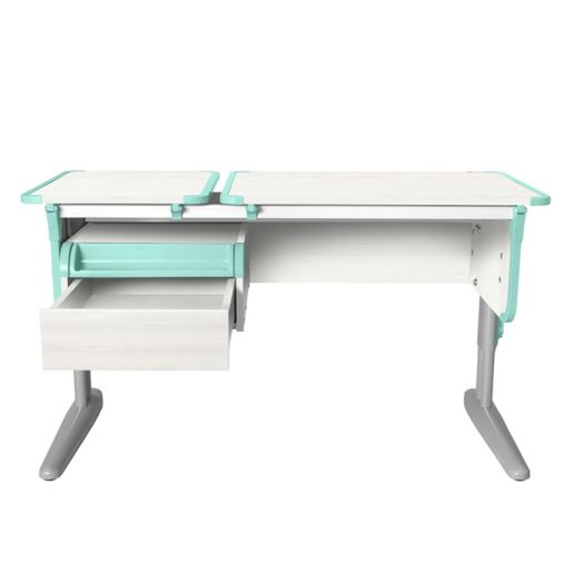 ДСУТ42-1-1-1 Растущая парта-трансформер одноместная с тумбой (ЛДСП белый, опора серый)